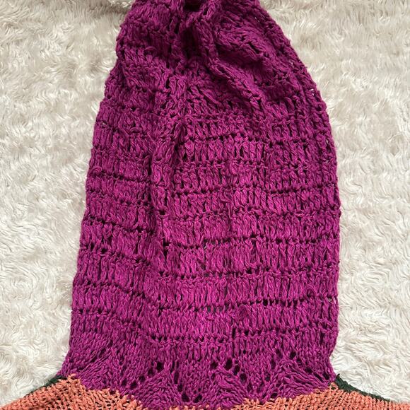 Handmade Madonna Knit Crochet Hooded Sweater Multicolor Bell Sleeve OSFM - Picture 9 of 11